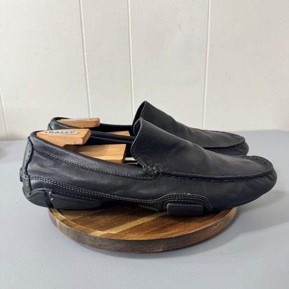 Kenneth Cole Reaction World Champion Black Leather Mens Loafer Size 10.5 Office - Picture 1 of 10